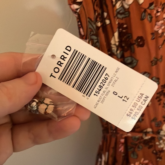 Torrid Trapeze Mini Dress - Super Soft Floral Rust - Picture 6 of 7